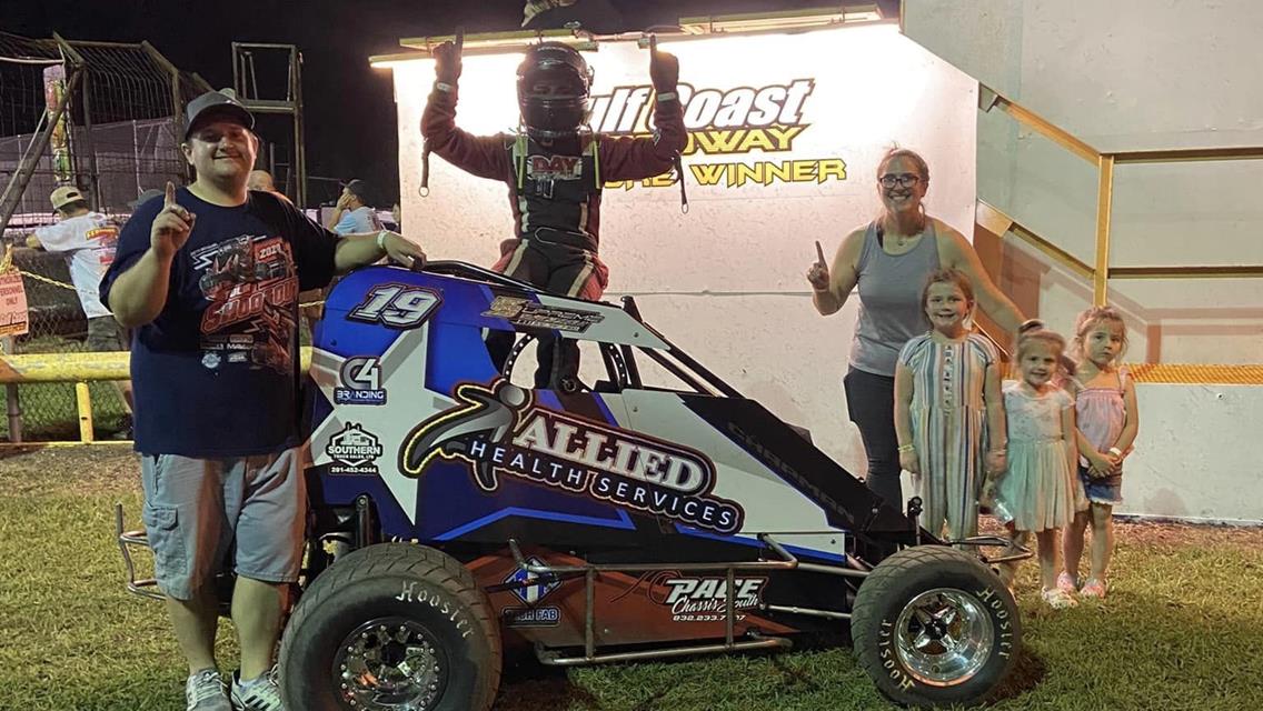 Elkins, Chapman, Caldwell, and Weekly Earn NOW600 Weekly Racing Wins at Gulf Coast Speedway!