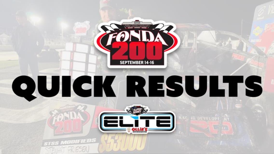 FONDA 200™ RESULTS SUMMARY  FONDA SPEEDWAY SEPTEMBER 16, 2023