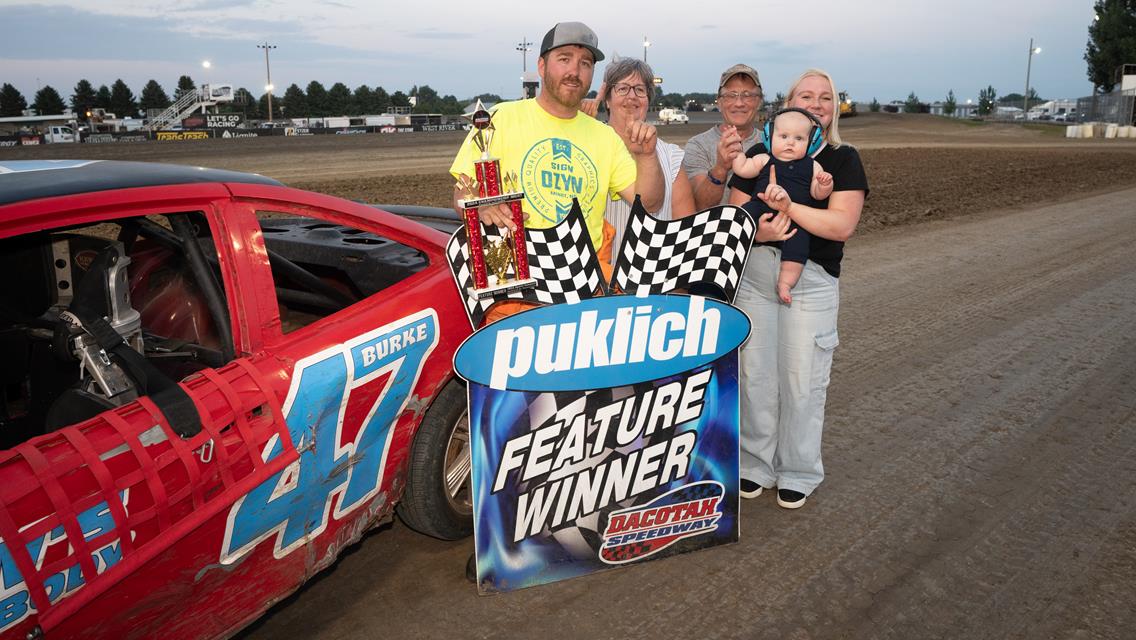 BURKE ENDS HUGHBANKS WINNING STREAK AT DACOTAH SPEEDWAY