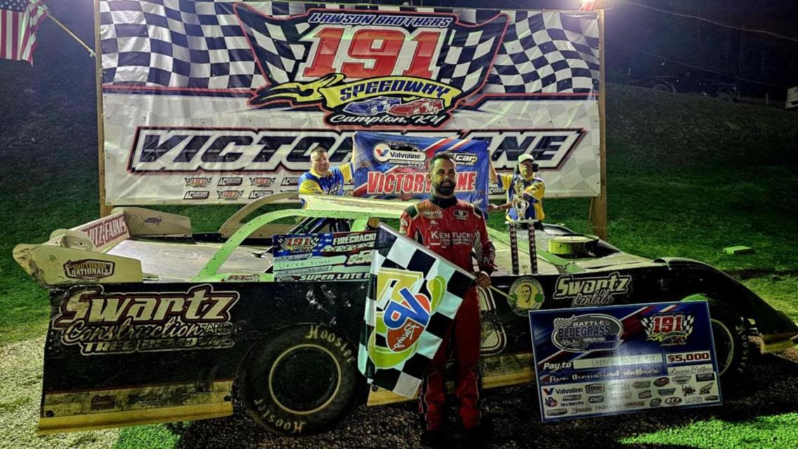 Derek Fisher triumphs in the Battle of the Bluegrass DirtCar Series&#39; Firecracker 40 at 191 Speedway on Friday, July 4.