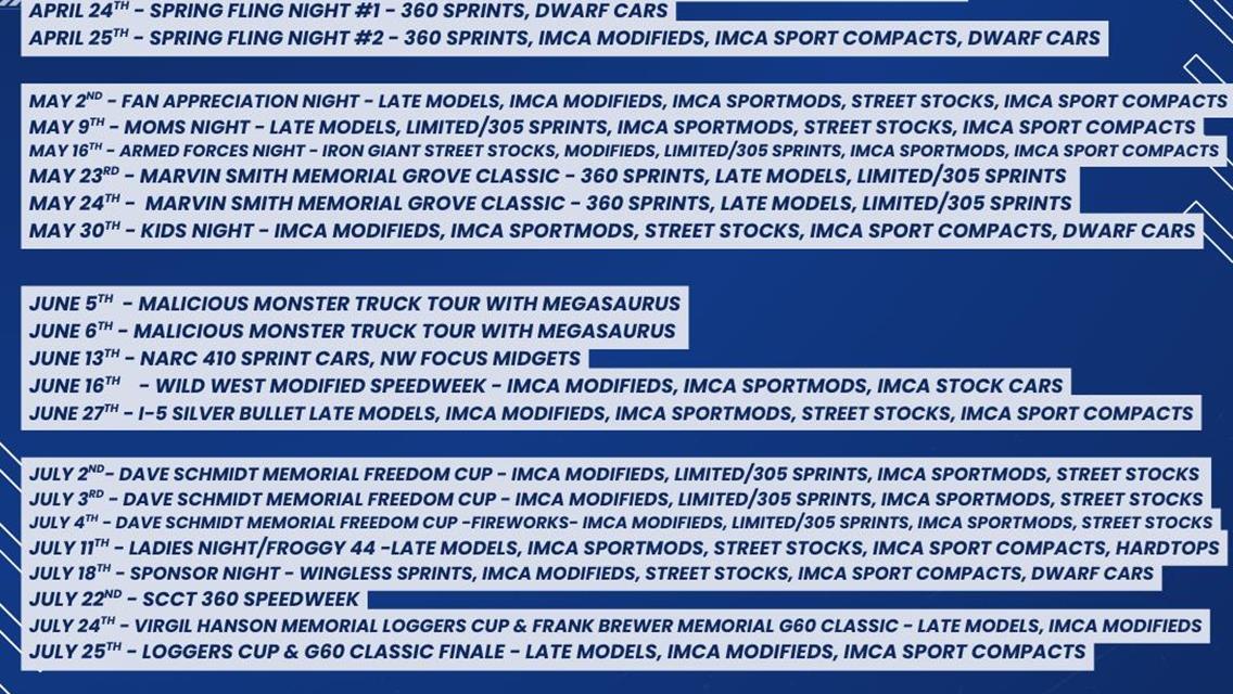 2026 RACE SEASON SCHEDULE IS HERE!!