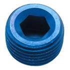 Plug, 3/8 in NPT, Allen Head, Aluminum, Blue