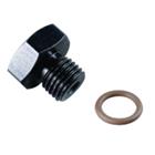 Aluminum Straight Thread Fitting Plug, Black, -6 AN