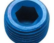 Plug, 3/8 in NPT, Allen Head, Aluminum, Blue