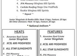 4/23/22 Hamlin Speedway Schedule