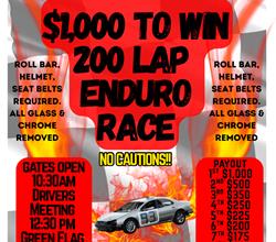 BATESVILLE MOTOR SPEEDWAY OPENER- MARCH 14 - 200 LAP ENDURO RACE