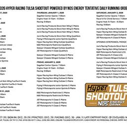 Tentative Daily Running Order Released For 2026 Hyper Racing Tulsa Shootout Powered By NOS Energy