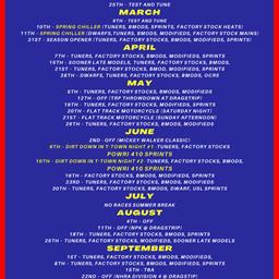 2023 Osage Casino Tulsa Speedway Tentative Schedule