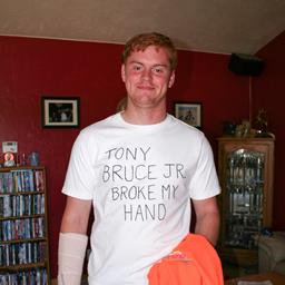 Brent's hand and the car