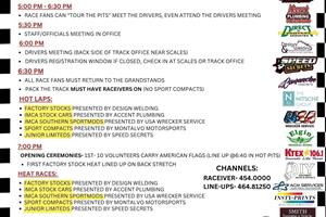 04/25/2026 Race Day Information! Let's Go Racing!