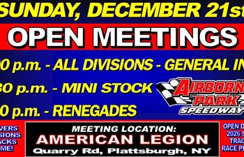 OPEN MEETINGS SUNDAY DECEMBER 21st!