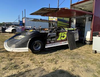 Justin Duty in the pits at Spoon River Speedway (Spoon River, IL) during the Midwest Auto Racing Series (MARS) Late Model Championship event on September 1, 2024.
