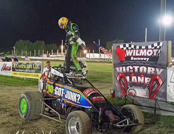 Nathan Crane victory lane celebration cage stand