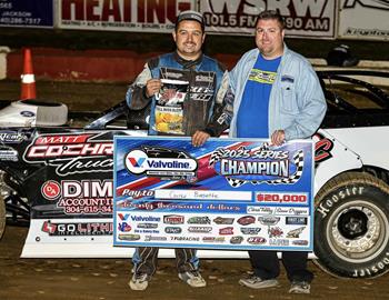 Colten Burdette edged Rusty Schlenk to capture the $20,000 Valvoline American Late Model Iron-Man Series points title.