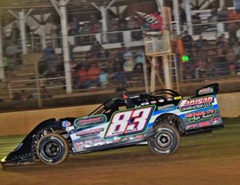 Scott James cruised to the $5,000 Super Late Model victory on Saturday night at Brownstown (Ind.) Speedway. (Mark Schaeffer image)