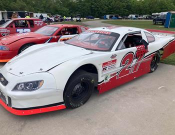 Ken Schrader in the Tim Aho Motorsports No. 27 at Kinross International Raceway on June 4, 2022.