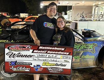 Tanner Kellick won at Hattiesburg Speedway during the MSCCS Super Late Model feature on April 18.