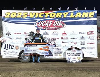 Tony Jackson Jr. wins the Late Model Fall Nationals at Lucas Oil Speedway (Wheatland, MO) on October 11, 2025. (Lucas Oil Speedway image)