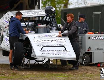 Kankakee County Speedway (Kankakee, IL) – Midwest Auto Racing Series (MARS) Modified Championship – Tom Pasek Memorial – May 2, 2025. (Josh James Artwork photo)