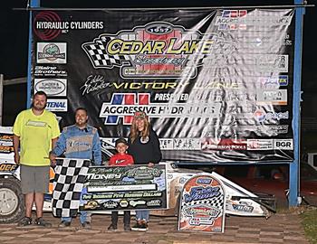 Rodney Sanders wins in the Month of Money at Cedar Lake Speedway (New Richmond, WI) on July 12, 2025. (Cedar Lake Speedway photo)