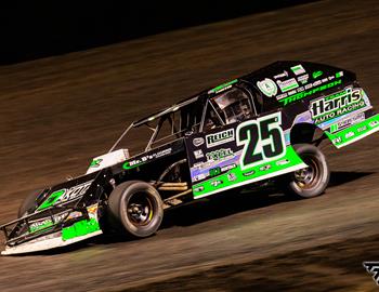 Cody Thompson on track at Boone Speedway (Boone, IA) during the 2023 Speedway Motors IMCA Super Nationals. (Tyler Hagen Photography)