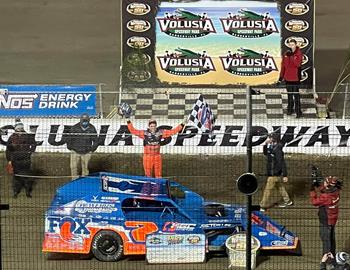 Nick Hoffman in Victory Lane at Volusia Speedway Park.