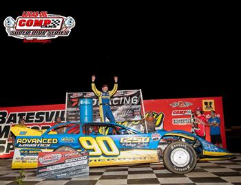 Brian Rickman registered a $5,000 victory in Friday night’s COMP Cams Super Dirt Series (CCSDS) Super Late Model event at Batesville Motor Speedway.