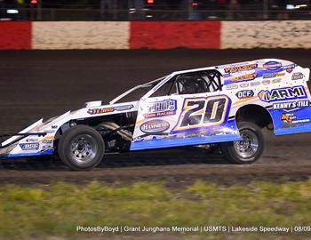 Lakeside Speedway (Kansas City, KS) – United States Modified Touring Series (USMTS) – 8th Annual Grant Junghans Memorial – August 8-9, 2024. (Todd Boyd photo)