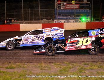 Lakeside Speedway (Kansas City, KS) – United States Modified Touring Series (USMTS) – 8th Annual Grant Junghans Memorial – August 8-9, 2024. (Todd Boyd photo)