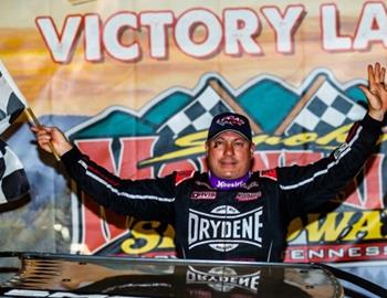 Chris Madden raced to a $5,000 Lucas Oil Late Model Dirt Series (LOLMDS) triumph on Friday night at Tennessee’s Smoky Mountain Speedway. (Heath Lawson image)