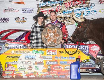 Bobby Pierce in Hoker Trucking Victory Lane on Jan. 13, 2023