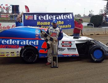 Ken Schrader in Victory Lane at Du Quoin on September 4, 2017.