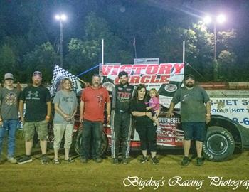 Adam Tischhauser picked up his first-career Super Late Model win at Highland (Ill.) Speedway.