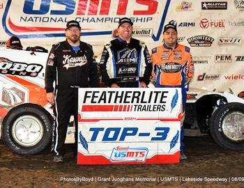 Lakeside Speedway (Kansas City, KS) – United States Modified Touring Series (USMTS) – 8th Annual Grant Junghans Memorial – August 8-9, 2024. (Todd Boyd photo)