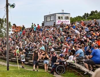 Packed grandstands for Saturdays Birthday Race at Oakshade Raceway, co-sanctioned by the Valvoline American Late Model Iron-Man Series and DIRTcar Summer Nationals.