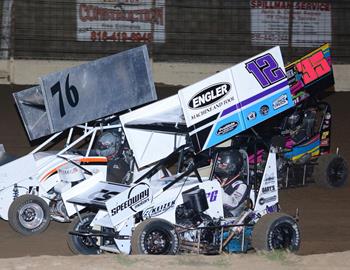 Kale Mueller #76, Frank Galusha #12 and Aubrey Smith #35