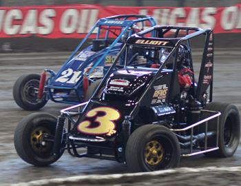 Tony Elliot tests the low side of the Tulsa Expo Raceway during practice day 2012. 