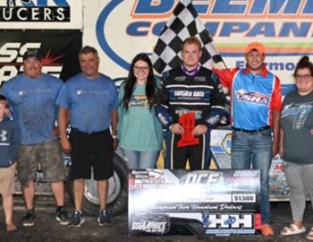 Blair Nothdurft bagged the $1,500 Tri-State Late Model Series win on Friday night at Fairmont (Minn.) Raceway. (Jamie Borkowski image)