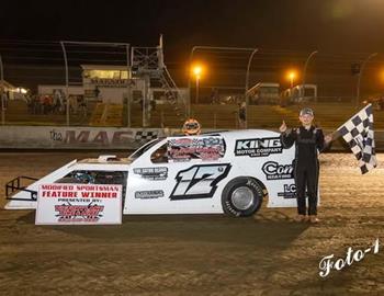 Parker Price claimed the Crate Racin Sportsman Modified feature at Magnolia Motor Speedway during their Golden Egg Nationals on April 12.