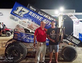 Bill Balog with Mike Babicz and the IRA Founders Trophy