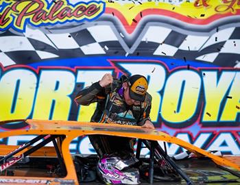 Jared Miley picked up his first-career World of Outlaws (WoO) Late Model Series victory on Saturday night at Port Royal (Pa.) Speedway. (Jacy Norgaard image)