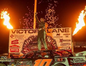 Cole Searing Motorsports #10 wins the Structural Buildings Wissota Challenge Series opener on May 10th.