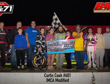 Curtis Cook collected $3,000 for Friday’s preliminary victory at Batesville Motor Speedway.