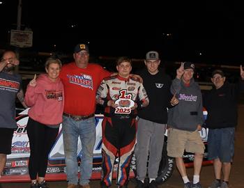 Eli Ross wins at Enid Speedway during the Ross Foundation Sooner Late Model Series opener on March 28.