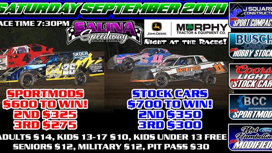 $600 to Win SportMods & $700 to Win Stock Cars TONIGHT!