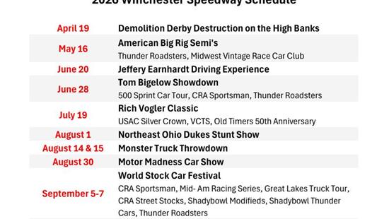 2026 Winchester Speedway Schedule