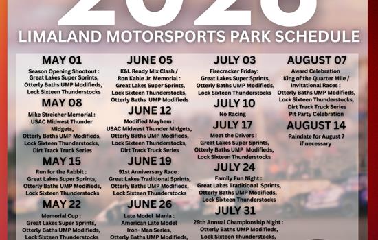 2026 Limaland Motorsports Park Sche