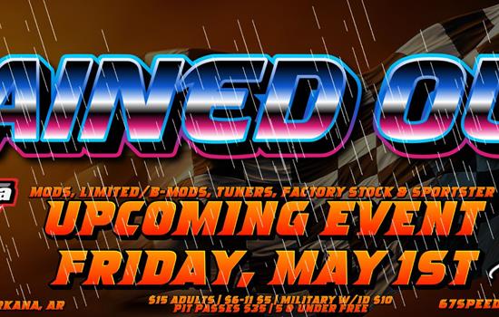 Friday, May 1st- RAINED OUT