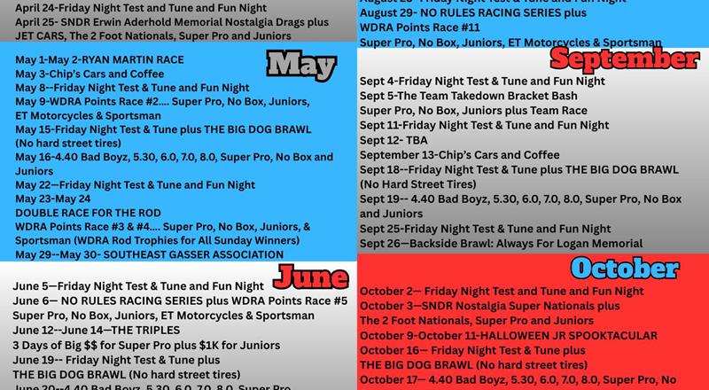 2026 Race Schedule Released