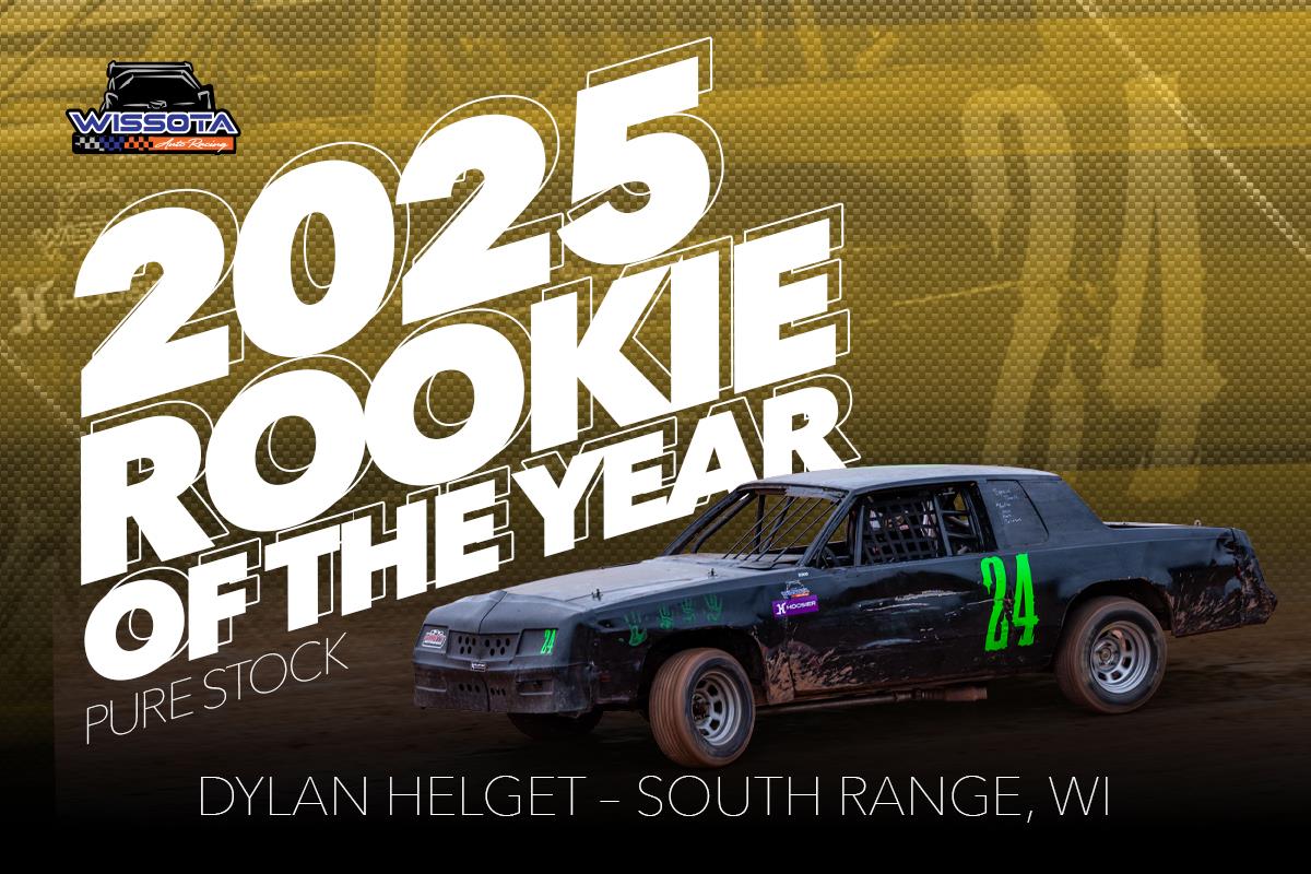 Helget hoists the hardware, capturing WISSOTA Pure Stock Rookie of the Year title